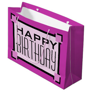Lila Art Deco Geometric Happy Birthday Große Geschenktüte