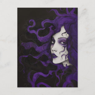 Lila Art Nouveau Gothic Woman Lila Black Postkarte