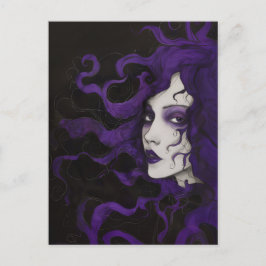 Lila Art Nouveau Gothic Woman Lila Black Postkarte