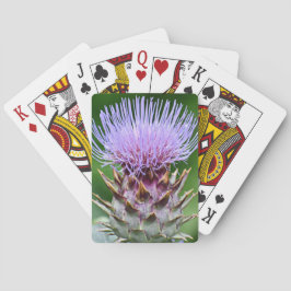 Lila Artichoke Thistle Head Floral Spielkarten