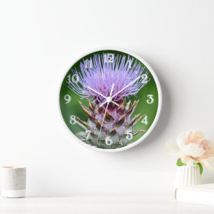 Lila Artichoke Thistle Head Floral Uhr