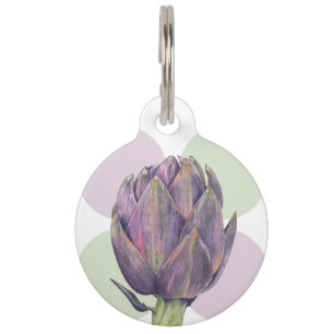 Lila Artichokes Dots Round Pet Tag Haustiermarke