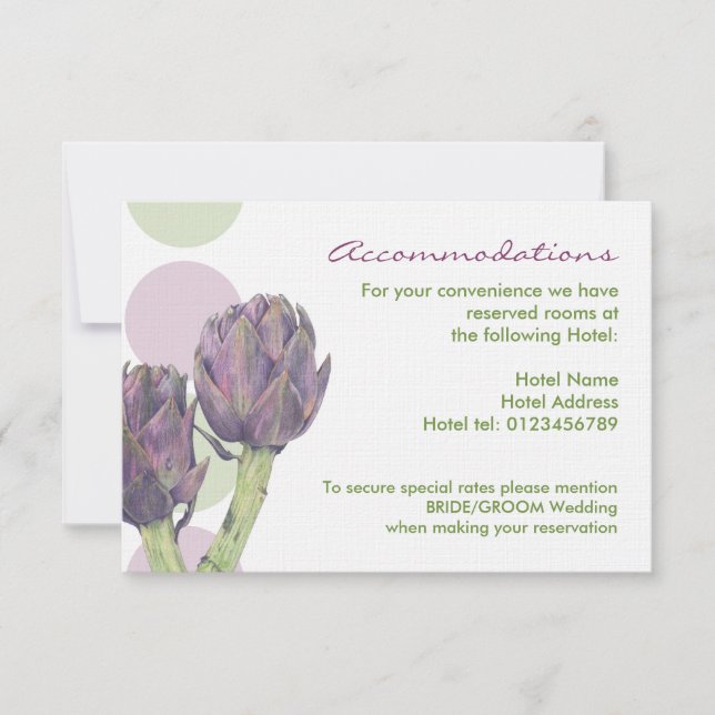 Lila Artichokes Hochzeitskarten Einladung (Vorderseite)