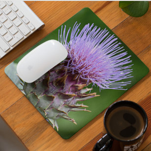 Lila Artischockendistel-Blütenkopf-Blume Mousepad