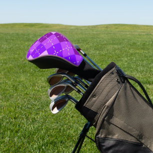 Lila Arygle mit weißem Stich Personalisiert Golf Headcover