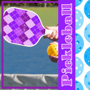 Lila Arygle mit weißem Stich Pickleball Schläger