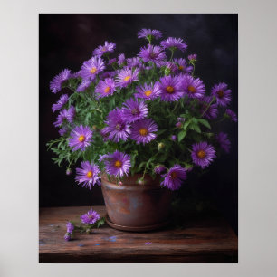 Lila Aster-Blume Art Print Poster