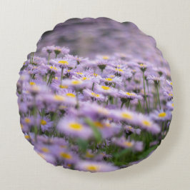 Lila Aster-Blume Rundes Kissen