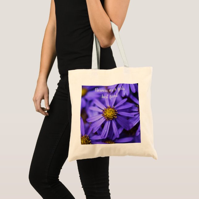 Lila Aster Blume Schöne Sentiment Tragetasche (Vorderseite (Produkt))