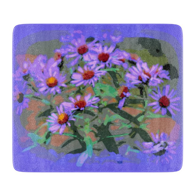 lila Aster-Glasschneidplatte Schneidebrett (Vorderseite)
