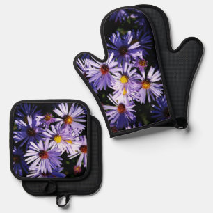Lila Aster-Wildblume Ofenhandschuh & Topflappen-Set