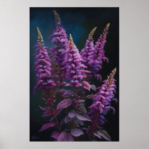 Lila Astilbe Blume Art Print Poster