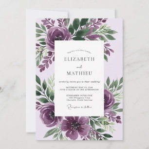 Lila atemberaubende botanische Hochzeit Einladung