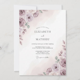 Lila Atmosphärische Botanische Hochzeit Einladung