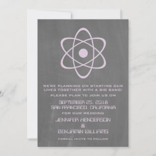 Lila Atomkarton Save the Date einladen