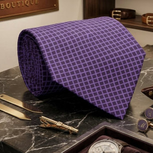 Lila Aubergine Blaue Magenta-Gittermuster-Design   Krawatte