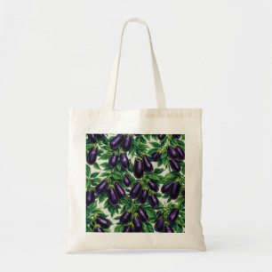Lila Aubergine Botanisches Gemüsegartenmuster Tragetasche