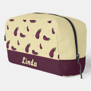 Lila Auberginen in Cremefarben Waschbeutel