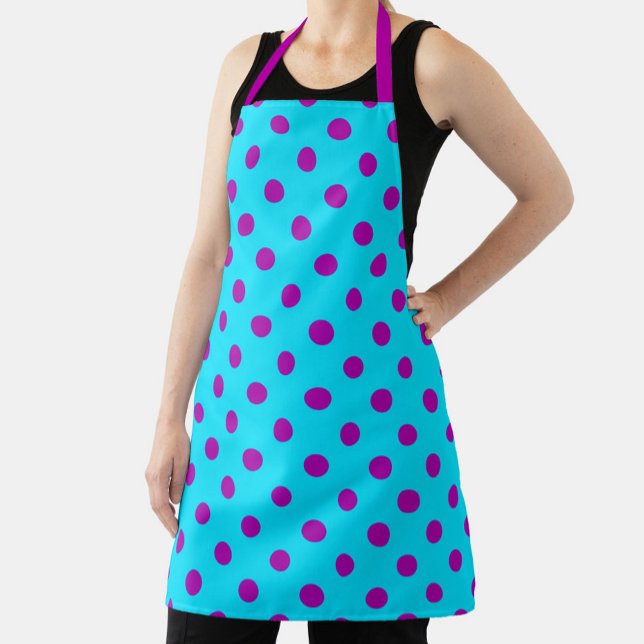 Lila auf blauem Punkte-Muster-Design Schürze (Von Creator hochgeladen)