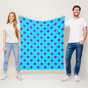 Lila auf blauem Punkte-Musterdesign Fleecedecke