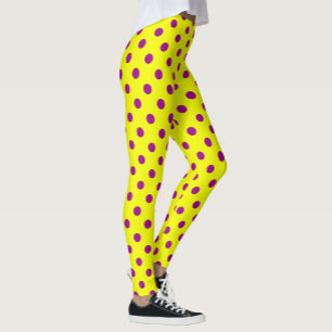 Lila auf gelben Punkten Musterdesign Leggings