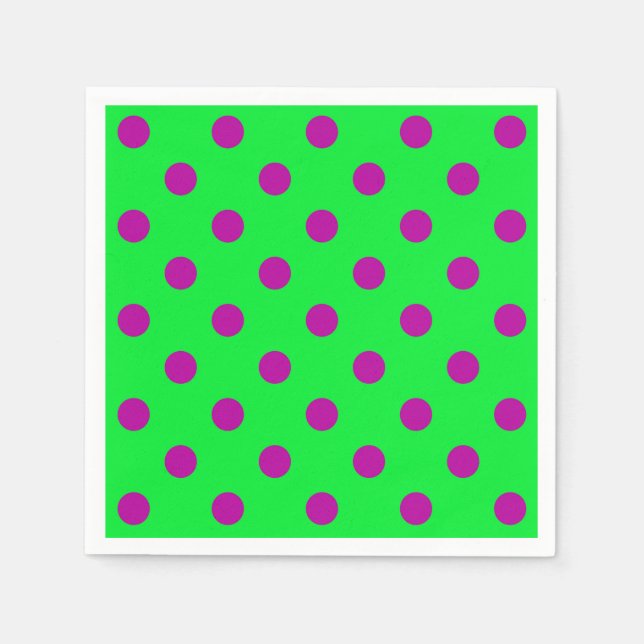 Lila auf grünem Polka-Punkte-Musterdesign  Serviette (Vorderseite)