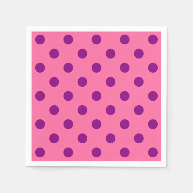 Lila auf rosa Polka Dots Design Serviette (Vorderseite)