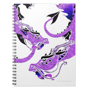 Lila aufgerollter Drache Notizblock