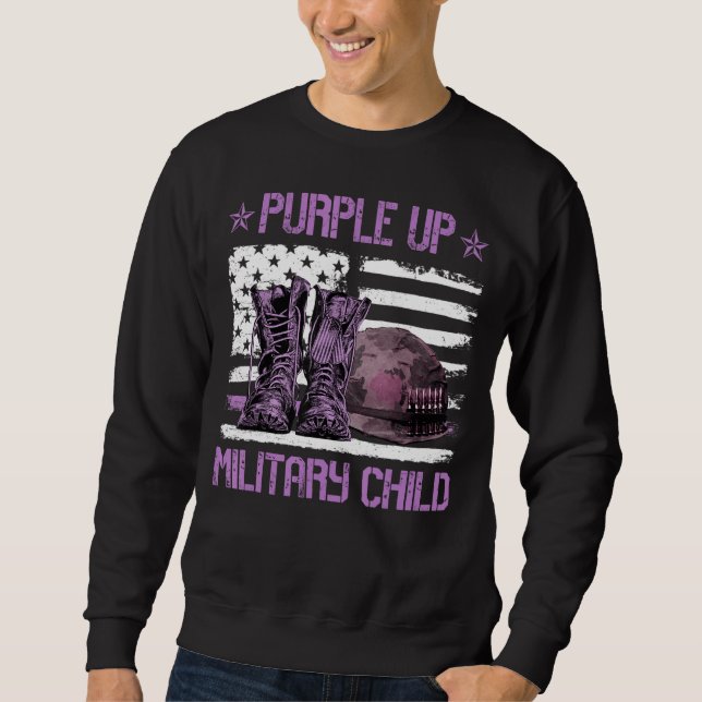 Lila aufgewachsene militärische Kinder Monat ameri Sweatshirt (Vorderseite)