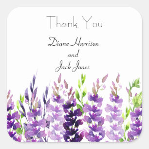 Lila Aufkleber für das Hochzeitswasser