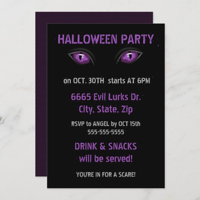 Lila Augen Einladung (Vorne/Hinten)