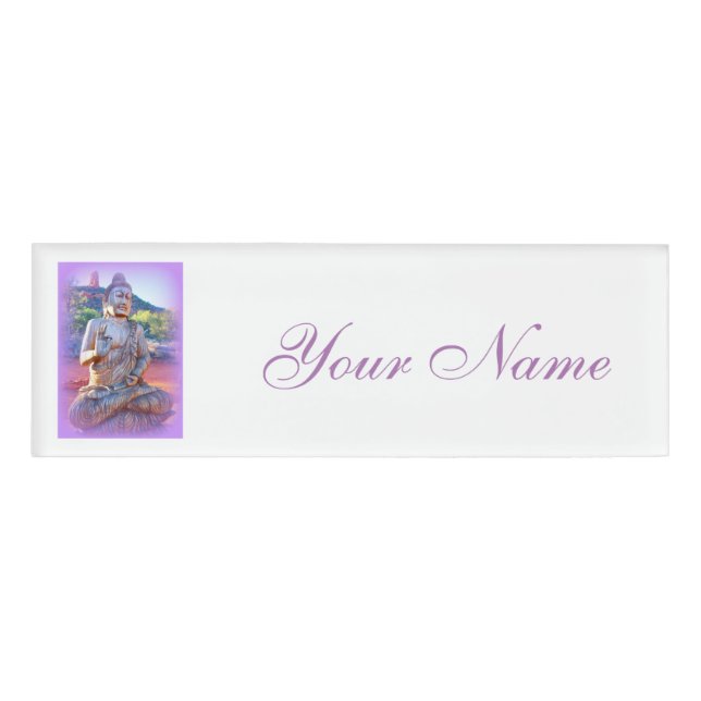 lila Aura-Meditationsbuddha Namenschild (Vorderseite)