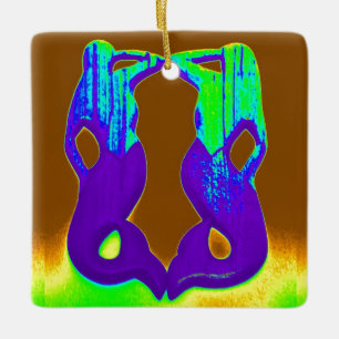 lila Aussichtspersonen Keramikornament