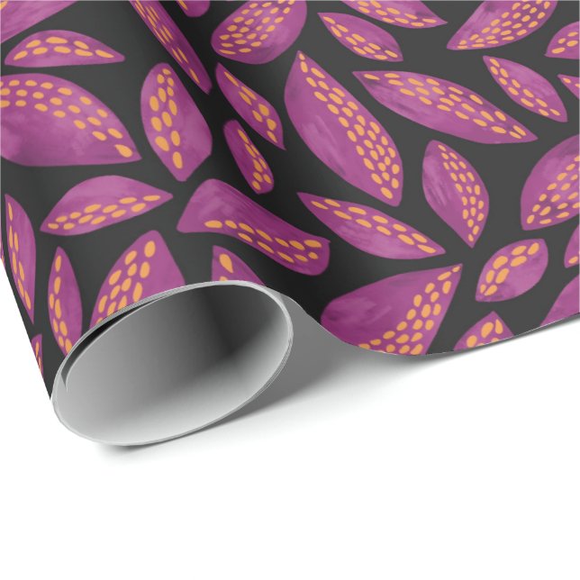 Lila autonale Herbstlaub Geschenkpapier (Rolleneckpunkt)