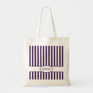 Lila autonale Streifen mit Monogramm Tragetasche
