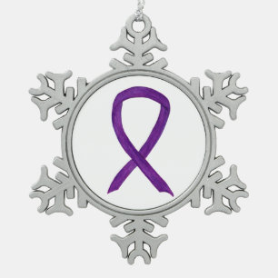 Lila Awareness Ribbon Charm Schneeflocken Zinn-Ornament