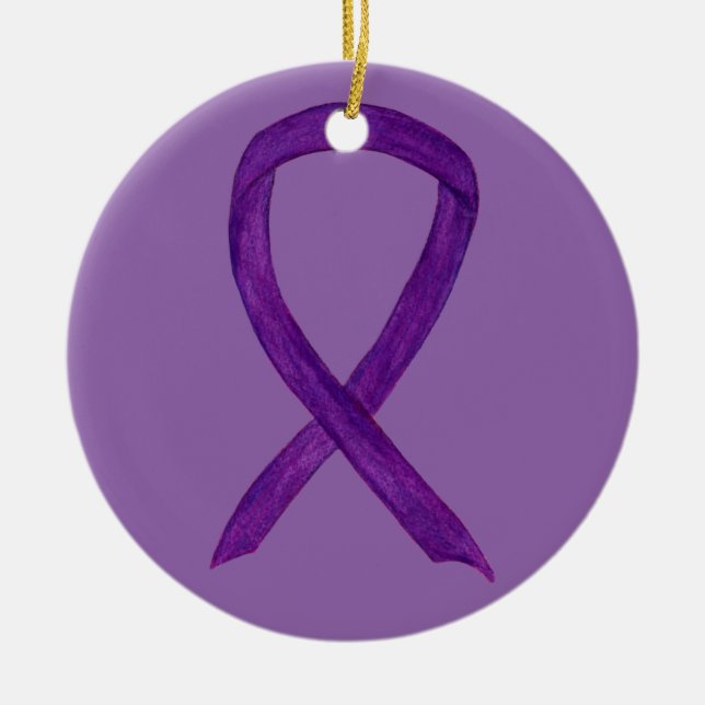 Lila Awareness Ribbon Custom Art Ornamente (Vorne)
