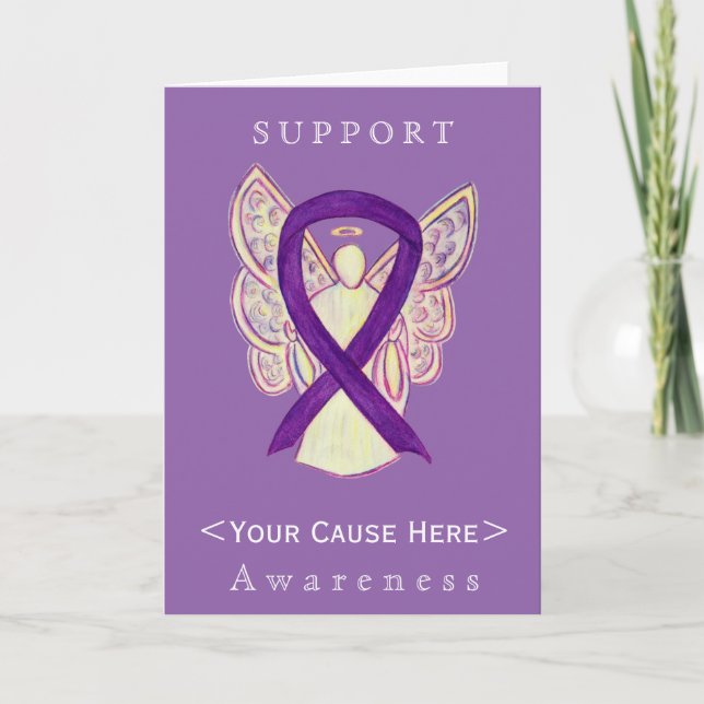 Lila Awareness Ribbon Engel Customized Card Karte (Vorderseite)