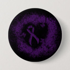 Lila Awareness Ribbon Grunge Herz Button
