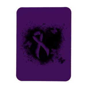 Lila Awareness Ribbon Grunge Herz Magnet