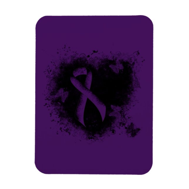 Lila Awareness Ribbon Grunge Herz Magnet (Vertikal)