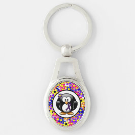 Lila Awareness Ribbon Penguin Schlüsselanhänger