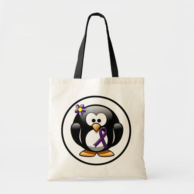 Lila Awareness Ribbon Penguin Tragetasche (Vorne)