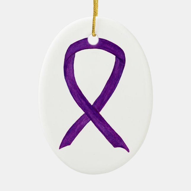 Lila Awareness Ribbon Städtische Badeanstalt Keramik Ornament (Vorne)