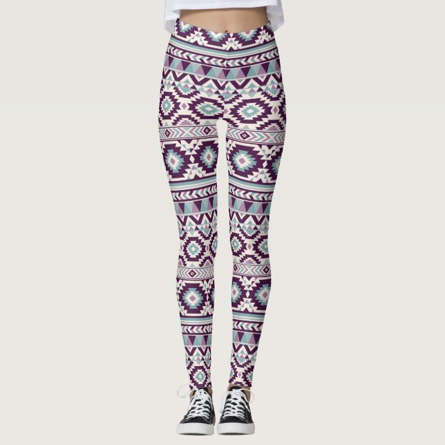 Lila Aztec Blend Women's Leggings (Vorderseite)