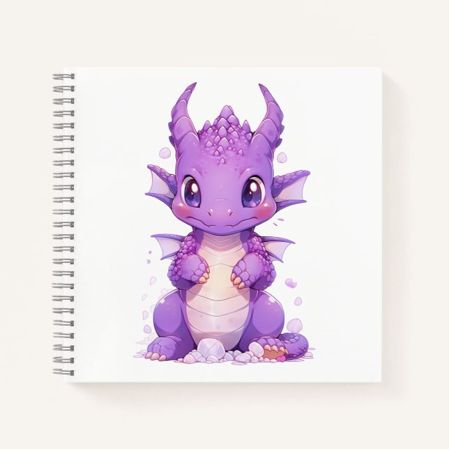 Lila Baby Dragon Notizbuch (Vorderseite)