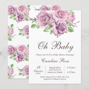 Lila Baby Girl Dusche Einladungen, Lila Blume Einladung