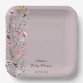 Lila Baby in Bloom Wildblume Kinderdusche Pappteller