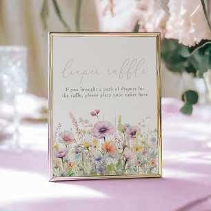 Lila Baby in Blüte Wildblume Windeln Raffel Poster