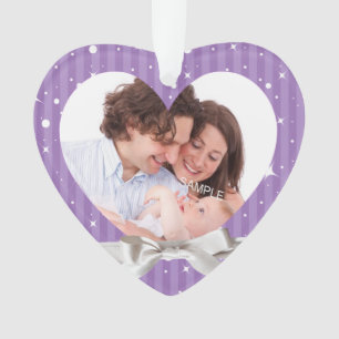 Lila Baby-Mädchen-erstes WeihnachtsFoto-Andenken Ornament